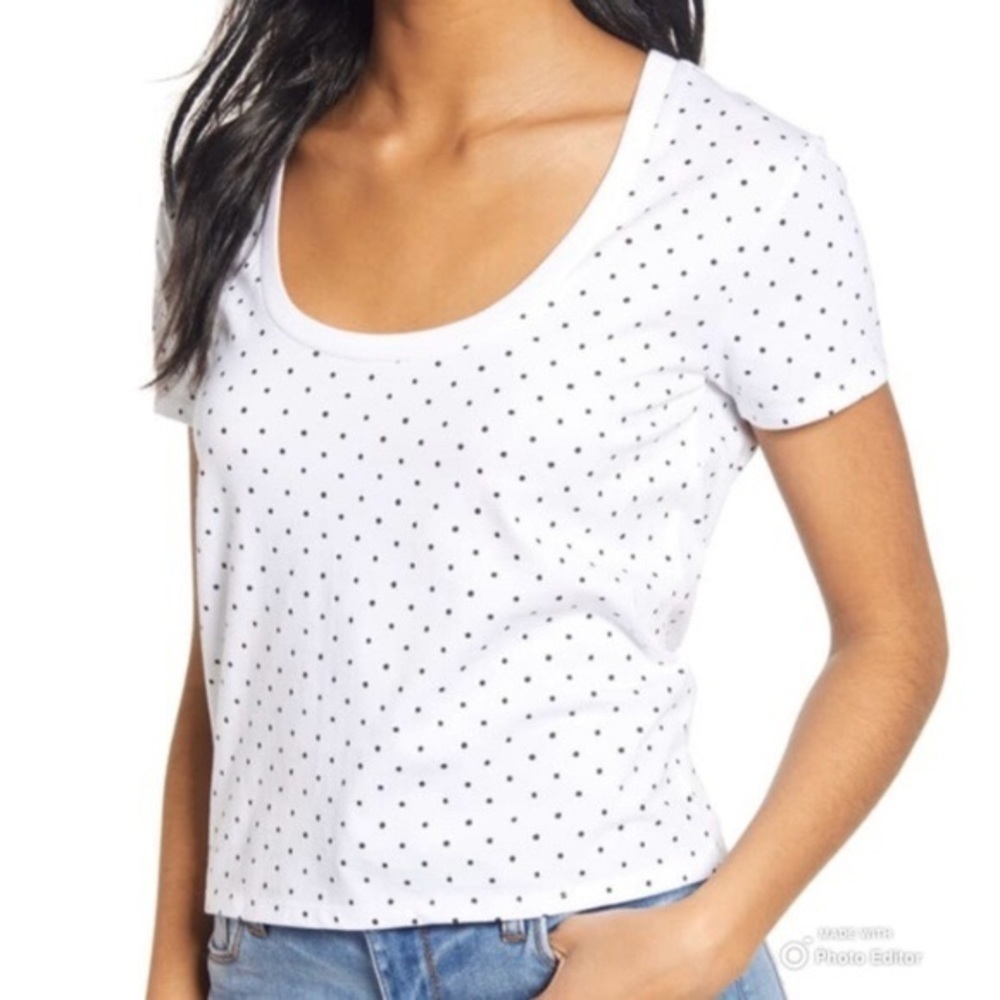BP Polka Dot Scoop Neck Tee Small